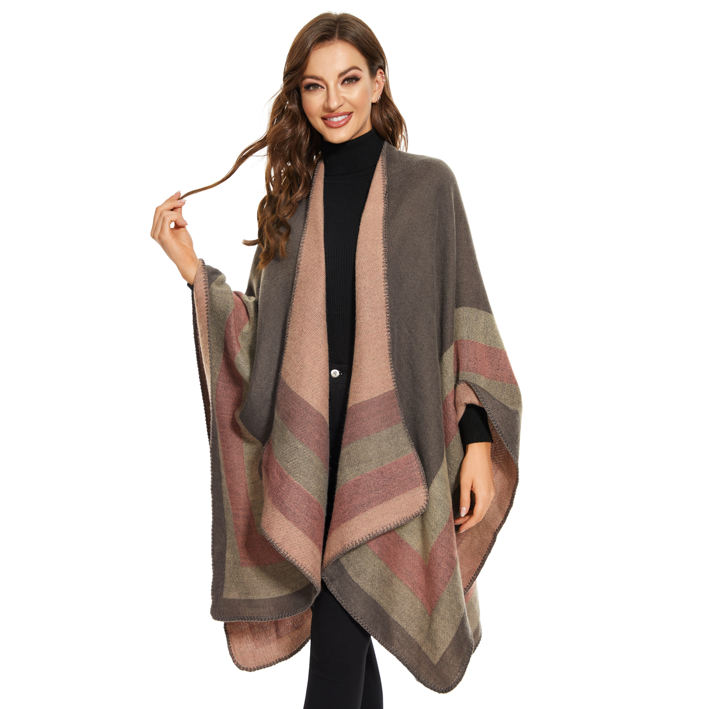 Shawl Wraps for Women, Elegant Knitted Cape Open Front Poncho Scarf Blanket Cardigan Coat for Spring, Autumn, and Winter