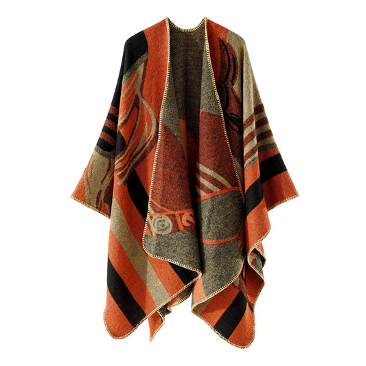 Shawl Wraps for Women, Elegant Knitted Cape Open Front Poncho Scarf Blanket Cardigan Coat for Spring, Autumn, and Winter