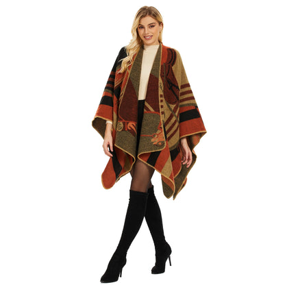 Shawl Wraps for Women, Elegant Knitted Cape Open Front Poncho Scarf Blanket Cardigan Coat for Spring, Autumn, and Winter