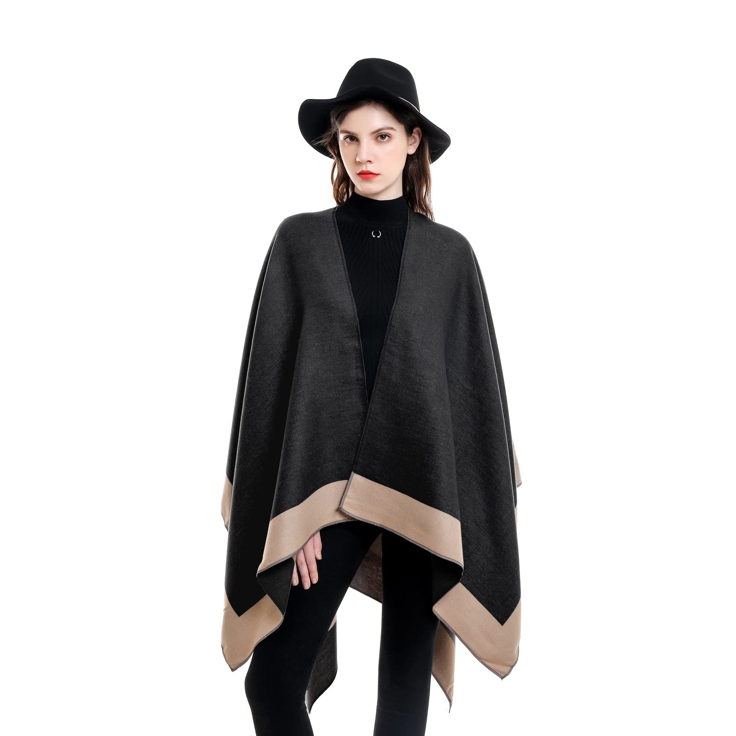 Shawl Wraps for Women, Elegant Knitted Cape Open Front Poncho Scarf Blanket Cardigan Coat for Spring, Autumn, and Winter