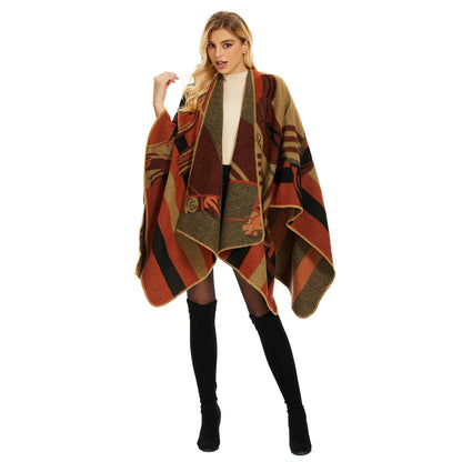 Shawl Wraps for Women, Elegant Knitted Cape Open Front Poncho Scarf Blanket Cardigan Coat for Spring, Autumn, and Winter