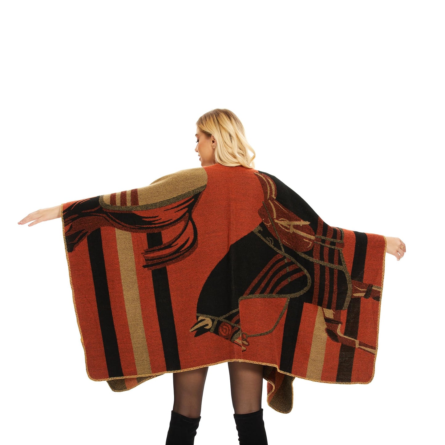 Shawl Wraps for Women, Elegant Knitted Cape Open Front Poncho Scarf Blanket Cardigan Coat for Spring, Autumn, and Winter